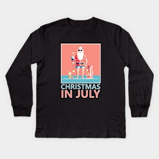 Xmas in July, Funny Santa Tropical Christmas Kids Long Sleeve T-Shirt